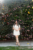 Very nice casual dress. I got a lot of compliments. The fabric has a little stretch so you don't feel too tight and it is true to size. Love the fit on this cute dress. - Maria M.