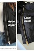 The model pictures do not show how yellow gold and shiny the zipper is on this jacket. Gold is not something I wear often, so that was super disappointing. I'm deciding between returning it or paying $70 to change the zipper. - Kristy M.