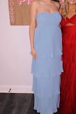 My recommended size was a small, but I sized up to a medium for my bust. I definitely could have gone with the small, but it still looked and felt fine! I got so many compliments on the dress. The color is perfect, I HIGHLY recommend!! - Lurah A.