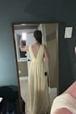 This dress is very long, so it needs to be hemmed, which is more $$$. If you're in a pinch, I wouldn't get this just because of the time you'd need to get it hemmed. I love the color so much! But honestly, it just looks too much like a bridesmaid's dress than a wedding guest, which is the reason for my return. - Alyssa S.