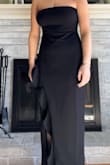 Beautiful dress. I'm 5'0 and wore around 3-4" heels and had to hem the dress an inch or two. I usually wear a size medium dress because of my chest, but I got a small and still had to take in the dress. Great quality though. - Shannon W.
