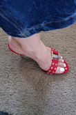 These shoes are really cute. I love the suede and they can go with anything and the heel is perfect height, my cons are that they run small. I'm a true size 6.5 and my heels go a little over the back. I went with my original size per the reviews and because I took into consideration the fact that I have thin feet and with the one strap I didn't want my feet to slide to the front. But I would size up due to the fact they are somewhat pointy in the front. Also, the buckle kind of hurts my foot as I said before I have thin, bony feet so I don't think I'll even be able to wear these at all. Sad, because they are very cute. - Stephanie L.