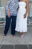 This dress was exactly what I wanted for my bridal shower! I am very much a pear shape, so it's usually difficult for me to find a dress that fits my large hips and small chest without needing alterations. The elastic on the top back helped with that and it fit like a glove! Just wore sticky boobs/covers with it and it was perfect. It was also very comfortable and stayed up well. - Sydney B.