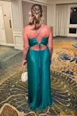 This dress was absolute perfection! I ordered this for a gala in Hawaii. Im 5'4", 133 lbs, and 36B, and I got a medium. I probably couldve worn a small, but the medium fit great. I did have the dress alteredI had a slit put in the front (which I highly recommend!) and I had 3 inches in length removed. I shouldve had a couple more inches removed as I stepped on the dress a few times throughout the night (I wore 3-inch heels), but it wasnt a huge deal. There is a zipper up to the lower back, and then the top is tightened by pulling and tying the string. I wore stickies, but you could go braless. I traveled for 24 hours with this dress in a folded garment bag, and it did not get wrinkled at all. I got SO many compliments on this dress. Dont hesitate on this one! >w - Amy S.