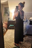 So comfortable, cute, and stylish. Soft fabric. The pockets are convenient but not flattering on the hips (hello, saddlebags). The jumpsuit has a deep V front and back so wear a funky tank underneath if you don't want your bra showing (I paired it with the lulu's black and white striped bodysuit, size m, which I'm also keeping). A little long on me (I'm 5'2") but still wearable. Keeper! - Jessie W.