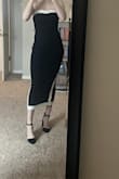 This dress is absolutely gorgeous and fits perfectly. The fabric has a slight compression, so I don't have to worry about it slipping down. I ordered it for my graduate school graduation, and it makes me feel pretty, confident, and elegant. Definitely recommend it! - Abby R.