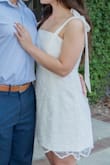 Wore for engagement pics and it was so cute. Slightly big around the top, but I have basically no boobs so that's to be expected. The bow sleeves look great in photos and are actual ties - Kayla G.