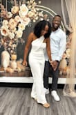 I loveeeeed this jumpsuit. It was for a spur of the moment elopement at the courthouse with my now husband. It was rush ordered and made it in the nick of time. It was a stunning jumpsuit and everyone complimented me on it. I sized up to a medium because I wanted a looser fit but it didn't quite give the event I wanted, but again that wasn't an issue. It was still gorgeous and I felt very beautiful in it. The quality was amazing. The color was as pictured a radiant white. And outside of the wash, it was a little bigger around my waist/hips. It was perfection. Do note that it does require heels since it runs just a tad long. Not to the point that you need 6-inch heels or anything. But just a little lift so it can stand nicely. All in all, I would purchase again. - Lesley C.