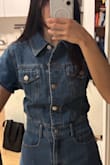 This entire order was so trash I had to leave a review. I've never bought from Lulu's before. I thought based on the reviews saying this ran small, this might fit me. But actually it's not that it runs small, it's that THIS IS NOT SHAPED TO FIT ANY REAL WOMAN. I am literally shocked by the trash quality of this garment. Remember when we used to buy $20 denim dresses from Forever21 in high school? Yeah, that quality is like designer compared to Lulu's. These buttons are fake metal jangly toddler quality buttons that are going to rip off any second. The hems and sewing are uneven and coming apart, new from the bag, and WHAT IN GOD'S NAME is the fit? What kind of human was this designed for? I have actually never in my LIFE tried on a dress this hideously fitting. You would have to be very long torsoed, with a huge curvy bust and shoulders and TINY waist, to fit this. This is hilariously awful. Look at the photos. I'm so disappointed. I have the same measurements as the model but shorter! I want a refund. - Kat Y.