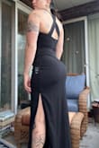 I'm so glad my friend wanted us in black for her wedding so I can wear this dress as much as possible. I do strength training, and my shoulders are broad and my hips are pretty big. The cross straps were so much more flattering than normal straps, and the material had the perfect amount of give for my hips. - Alys D.