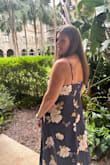 Loved this dress that was purchased for a wedding. Used the size guide and the fit was just right. Material was very flattering and did not need shape wear. Length was just right with a low heel. Got compliments all night! - Rebekah C.