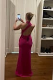 I purchased this dress along with another Lulu's dress. I loved the back and neckline of this dress, but I ended up keeping the other dress only because this dress was a little more out of my comfort zone. If I had better compression tummy control underwear, I might've picked this dress. - Lauren B.