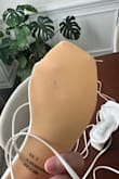 I order from Lulus A LOT and was so disappointed in this order.  The white shoe arrived with shoe glue all over the outside of it, and it's orange glue so it's not like it's not clearly visible.  It also looks like the bottom is used. The quality of this shoe is so disappointing.  And then I was also charged shipping to return a clearly defective item.  I tried to chat with a representative but they just suddenly stopped responding.  So disappointing. - Julie H.