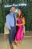 I received so many compliments on this dress! People asking where I got it, and even asking to borrow it. The color is perfect for a spring/summer wedding! It's a thicker material, which is nice. I'm normally between a M and a L, I'm glad I went with the M, it fit very well!! I'm small-ish in the chest, so the top was a little loose, but I just added some double sided tape and that corrected the issue! - Erin H.