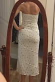 This hugged my curves so beautifully! I received so many compliments on this! I did wear a control slip, just to keep some of my "dimples " hidden, and it was a little see through. That just made it perfection - Annette R.