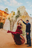 I bought the Mythical Kind of Love dress in wine red specifically for my engagement photos. The dress was gorgeous and made my photos stunning! The long length was perfect for my photos, but if I was to wear it out to an event or dinner it would have to be hemmed. I'm in love with this dress because of the flattering dreamy flowing skirt. - Katie K.