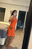 The reviews said it ran big. I am normally a medium in Lulus, so I ordered a small. Returned for a medium. Still too small in bust area. Exchanged for a large and it's perfect. I wouldn't go through all this but the color just pops. It's a beautiful orange. I'm 5'2 135 lbs 28 inch waist 38" hips. Thank you to Dee in customer service for making sure it got to me before vacation. This dress is gorgeous. Can't wait to show it off! - Carolyn C.