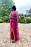 First of all, I would like to thank Lulus team for being so reactive on my purchase. I live in France; the wedding was in Italy, so I had to have it delivered as fast as possible to make the necessary adjustments due to my height (the dress is long). I sent them an email explaining the situation, and they really did their best! It arrived in time and I thank them for that! The service was great! About the dress, the color is true to the photos, beautiful material, very light; I didn't have any problems with the zip. I could've worn it without a bra, but I had a sticky strapless bra which worked very well. It was very comfortable to wear as it fitted a bit large, but had to order an XL size because of my bulky breasts. I steamed ironed the inside layer as well as the outside one, and it was perfect. I would buy again from Lulu's without hesitation. 
Got some compliments despite not having anywhere near the model's body to add value to the dress - Claudia