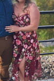 I absolutely loved this dress. The details of the flowers, the color, the slit and the back of the dress were so pretty! I am very self conscious of my stomach, and this dress accentuated my body and made me feel comfortable! - Allison M.