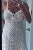 The dress is beautiful, but not flattering unless worn with a strapless bra. I'm 34 DD and never have that issue. You can't really tighten the straps because the lace runs almost the entirety of the strap. It's a little short, so not appropriate for every occasion. - Ashley B.