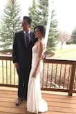 The dress fits me perfect. I bought it for my civil wedding and everybody loved it. Verdaderamente estoy feliz de haberlo comprado, compre talla Small y justo era mi talla. Mi boda fue especial y yo me senta como una princesa. - Lourdes P.