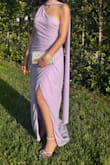 The dress itself is stunning, the lavender color for a summer wedding is perfect. I was sooo excited to wear this dress and it was out of stock for months. I saw only a medium was available and only 1, so I jumped on ordering it despite me usually wearing a small. It was a little loose. Then came my cousins wedding day and as I was steaming it, I noticed that it was COVERED in little makeup stains everywhere :(. I had no time to clean as I had to rush out.
My guess is this dress was returned by another customer, never cleaned and directly shipped out to me once I ordered. I'm disappointed that Lulus would ship out a dress without ensuring it's been cleaned between customers. Unfortunately, it's too late for me to get a refund now and I didn't have time to properly clean it before the event. Hence why I'm giving a 3 star instead of 5, dress itself deserves a 5.
Pictures don't reflect well all the various mascara stains all over and random stains. - Mon A.