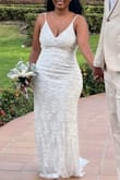 The dress was really beautiful. It has enough stretch for my bigger hips. Fit was perfect received lots of compliments. - Khadija T.
