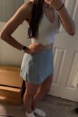 I wish I could give it 10 stars! This skirt is literal perfection!!! I've been struggling to find light-wash, clean-cut jean shorts, and then I stumbled upon this skirt. I don't usually wear skirts but I'm ecstatic that I bought this. It fits like an absolute glove. It is soooo cute. And I've already worn it twice. I cannot recommend enough! - Regina R.