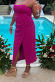 It fit great for the most part. Loved that I didn't need to wear a bra because of almost the built in bra. Good length and slit wasn't too high. The only issue was that the boning in the sides of the chest was bowed a little. - Jessica G.