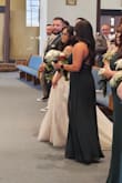 Bought this dress for my sister's wedding. Flattering dress. I'm short, so it needed to be hemmed, which was an extra $35. Being short also affected how the dress sat in my midsection. The straps at the bottom had a tendency to bunch. Probably should have had it altered, but I didn't want to spend more on alterations than I did on the dress. The reason I'm giving it 4 stars is that the zipper was cheap and kept snagging when being zipped up. - Alena D.