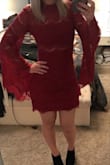 I Loved the dress ! The color looks like the same shade as it did online, i ordered a small and I feel it fit true to size, I had No problems with the fit. I have no complaints here, Loved the Dress! - Victoriarose G.