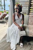 I loved the dress and I loved the flow. The body part of dress inside is a medium tone tan color. As a dark skinned black woman, I was shocked but I think it worked ok. - DIONNE D.