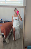 Absolutely LOVE this dress! The material is very sturdy and feels fancy, the fit is perfect with adjustable straps. The length is perfect even with heels on. The perfect look for my upcoming rehearsal dinner :) - Georgia C.