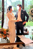 Loved it! Used it for my civil wedding ceremony. Fabric is stretchy, comfy and feels thick. No transparency! Paired it with a cute veil and felt like a princess - Elisa G.
