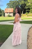 Beautiful pink toile dress. I did have to alter the straps (they were too long, even on the tightest setting) and hem the bottom as the dress was too long even with 3-inch heels. However, it was beautiful after these alterations! - Natalie N.