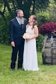 I absolutely love this dress, it is beautiful quality and so comfortable. The only alterations I will need is to pull the shoulders up a little and a hem, both expected for my small frame. I got married in this dress in a private outdoor wedding- it was perfect! - Denyse C.
