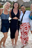 I didn't expect to love this little dress as much as I did. Very flattering, and the cutout and button slit turn it into a great little black dress. Wore it on a destination vacation with friends to Mexico. Wearing size medium. Be warned, though, I didn't wash it before taking it on the trip, and the black dye stained my painted fingernails and my little sticky bra. - Sara S.