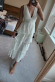 The fit is perfect,  but did show some cleavage as it has a low-cut front.  The lace was great quality. I received many compliments. - Siobhan O.