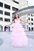 It's so pretty and flattering but it was long for me so I wore 5 inch platform heels underneath. - Richael M.