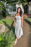 Beautiful two piece set! I bought this for my bachelorette in Nashville!!! The skirt fit was but the top was a little big. I am usually a size medium in bottoms and small in tops, but this set seems to work out perfectly! I cannot wait to wear it on my honeymoon! - Sierra M.