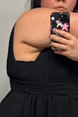 I ordered this dress to be a bridesmaid dress and it's very clear to me that the pattern was altered for the plus size version of the dress. The neckline was just as bad as the back in the photos I provided and they added a modesty panel in the side! This was clearly false advertising as the dress I received looked absolutely nothing like the dress I was sold. I would not recommend anybody shop here, especially not if you're plus size. - Kylie H.