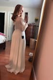 Found my dress!! I absolutely love the way this falls, neckline is gorgeous and I actually like the sleeves up even though I know it's meant to be worn off the shoulder. Hey I like that it's versatile though! - Amanda C.