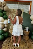 I absolutely loved this dress! I ordered so many dresses for my bridal shower and tried on so many, but I wanted something fun, summery and cute, and once I tried it on, I knew this was the one! Absolutely perfect! Gapped just a tiny bit in the back, nothing sticky tape couldn't fix. 10/10 - Kasey L.