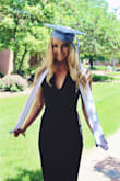 Wore for my college graduation. The length was great - just at the knee. Didn't slide up much when walking. Fits tight but the material doesn't make you feel super constricted. Just enough of a v-neck to bring a little sexy without being super revealing. - Brianna L.