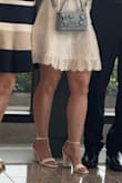 These heels were great for our civil ceremony wedding! I never wear heels, and they were relatively comfortable for a small bit of walking. I am sometimes a 6.5 and sometimes a 7, and I ordered a 7, which fit really well. My only qualm was the ankle strap, which was a bit thin and wasn't attached/sewn (just threaded through the heel loop), so the buckle kept rotating around to the front of my leg (see photo). Other than that, it was a solid choice to complement my dress and was a good purchase! - Alexis M.