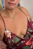 I have fairly large boobs (between a 38C-38D) but even so, the inside lining showed on this dress no matter how tight I got the straps, which was surprising for me bc that's never been an issue before. So, as gorgeous as it is, it'll be going back. - Allie M.