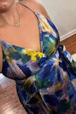 I have fairly large boobs (between a 38C-38D) but even so, the inside lining showed on this dress no matter how tight I got the straps which was surprising for me bc that's never been an issue before. So, as gorgeous as it is, it'll be going back. Had the same issue with this exact same dress but in maroon too :( - Allie M.