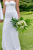 I absolutely loved this dress. I bought it as a back up for my wedding but ended up just using this the entire day without the arm sleeves. So simple and elegant.. just stunning! - SHAYLA L.