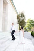 The dress is beautifully made, with a great fabric and pretty detailing! I do have a larger chest, and found that that caused the top to be a bit tighter than I would like and at times made it sit odd, but overall, it fit beautifully, and it looked great for our engagement photos! - Riley F.