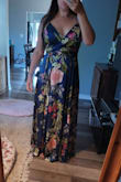 I absolutely love this dress; it felt so silky and smooth. It is a little heavy, and therefore, I did not wear it for the California August wedding. But I can't wait to find an event to wear this to! - Tara K.